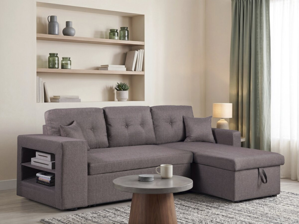 Canapé d'angle convertible/réversible "Axel" - 3 places - Taupe