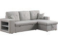 Canapé d'angle bouclettes convertible/reversible "Axel" - 3 Places - Blanc - Gris clair