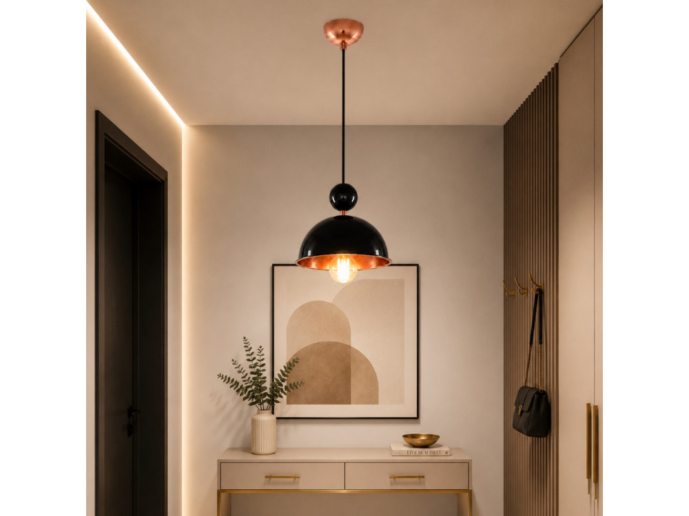 Lampe suspendue en métal "Bubble" - 21 x 21 cm - Noir