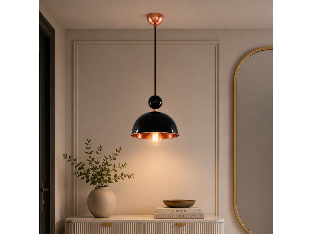 Lampe suspendue en métal "Bubble" - 21 x 21 cm - Noir