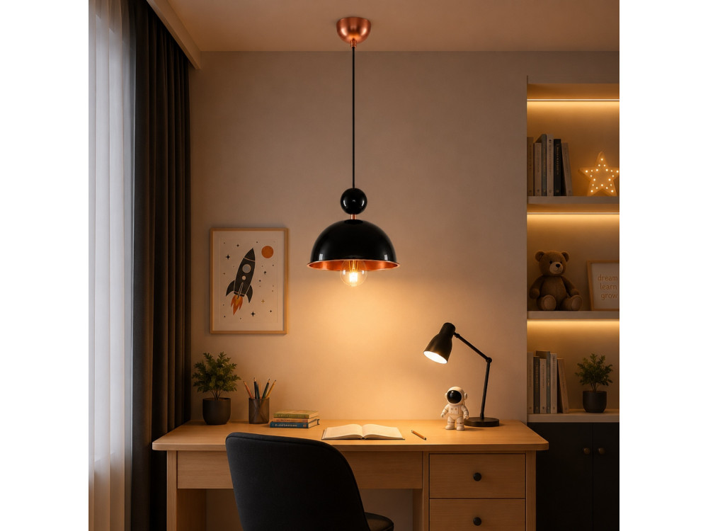 Lampe suspendue en métal "Bubble" - 21 x 21 cm - Noir