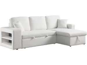 Canapé d'angle bouclettes convertible/reversible "Axel" - 3 Places - Blanc
