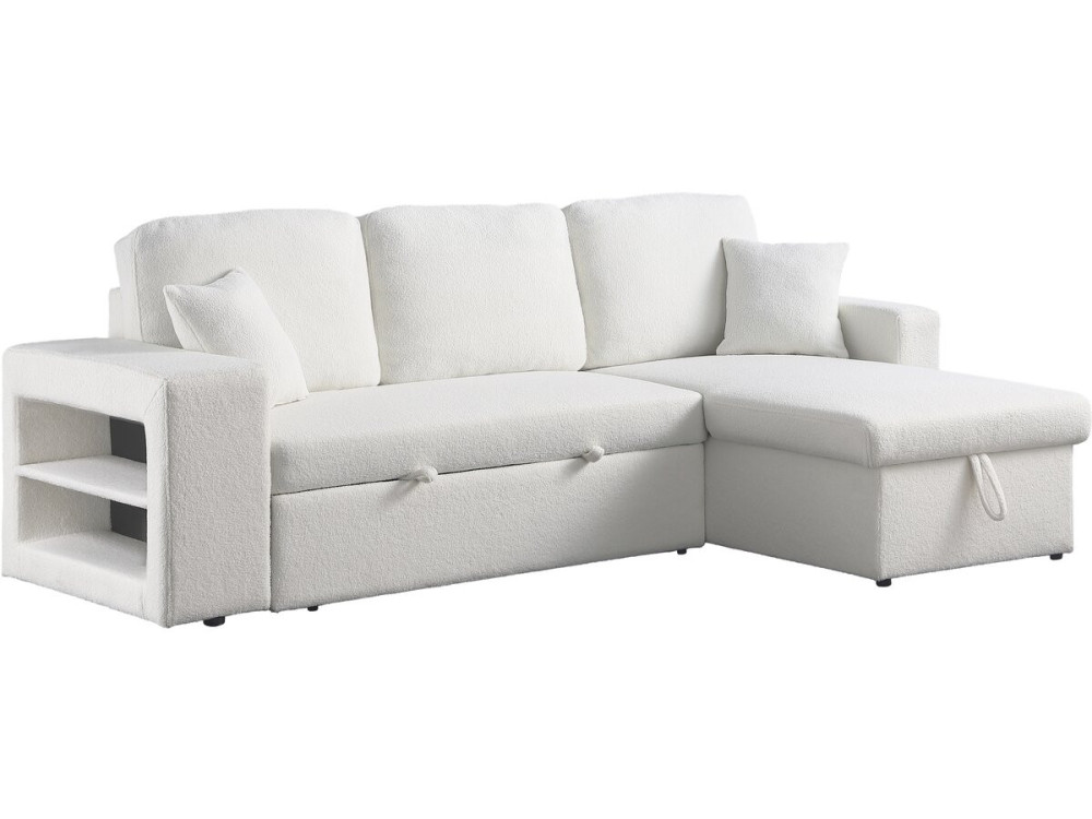 Canapé d'angle bouclettes convertible/reversible "Axel" - 3 Places - Blanc