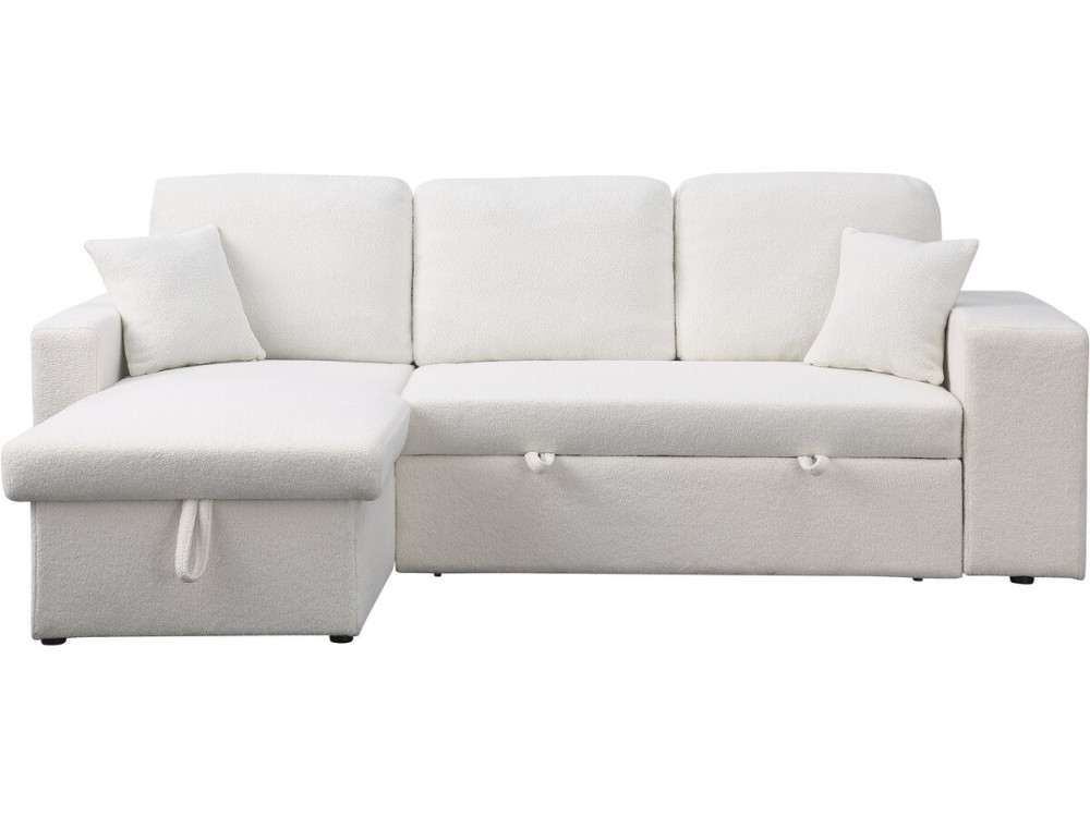 Canapé d'angle bouclettes convertible/reversible "Axel" - 3 Places - Blanc