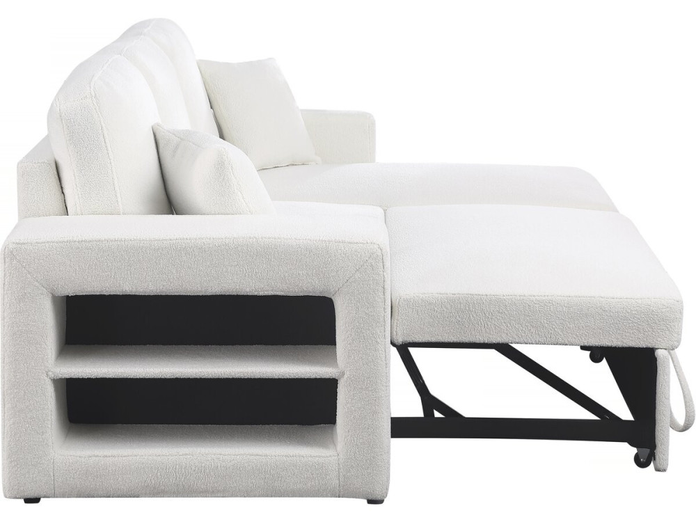 Canapé d'angle bouclettes convertible/reversible "Axel" - 3 Places - Blanc