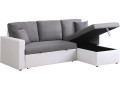 Canapé d'angle convertible/ réversible avec coffre "Alain" - 3 places - Gris - Gris + Blanc