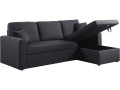 Canapé d'angle convertible/ réversible avec coffre "Alain" - 3 places - Taupe - Noir