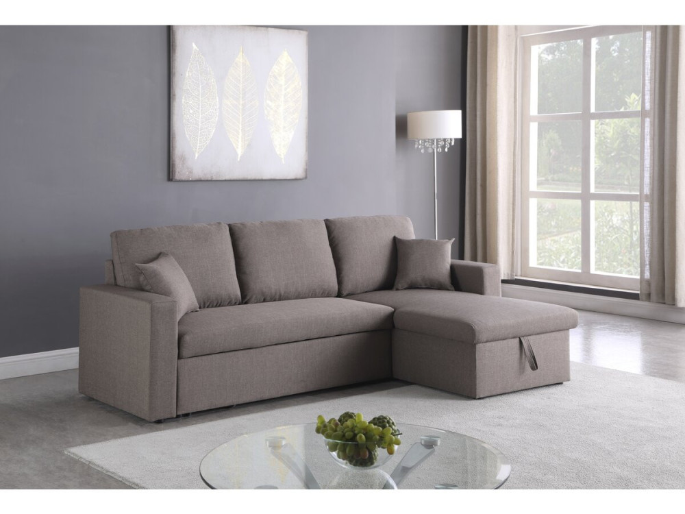 Canapé d'angle convertible/ réversible avec coffre "Alain" - 3 places - Taupe