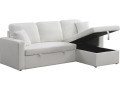 Canapé d'angle convertible/ réversible avec coffre "Alain" - 3 places - Taupe - Boucle Blanc