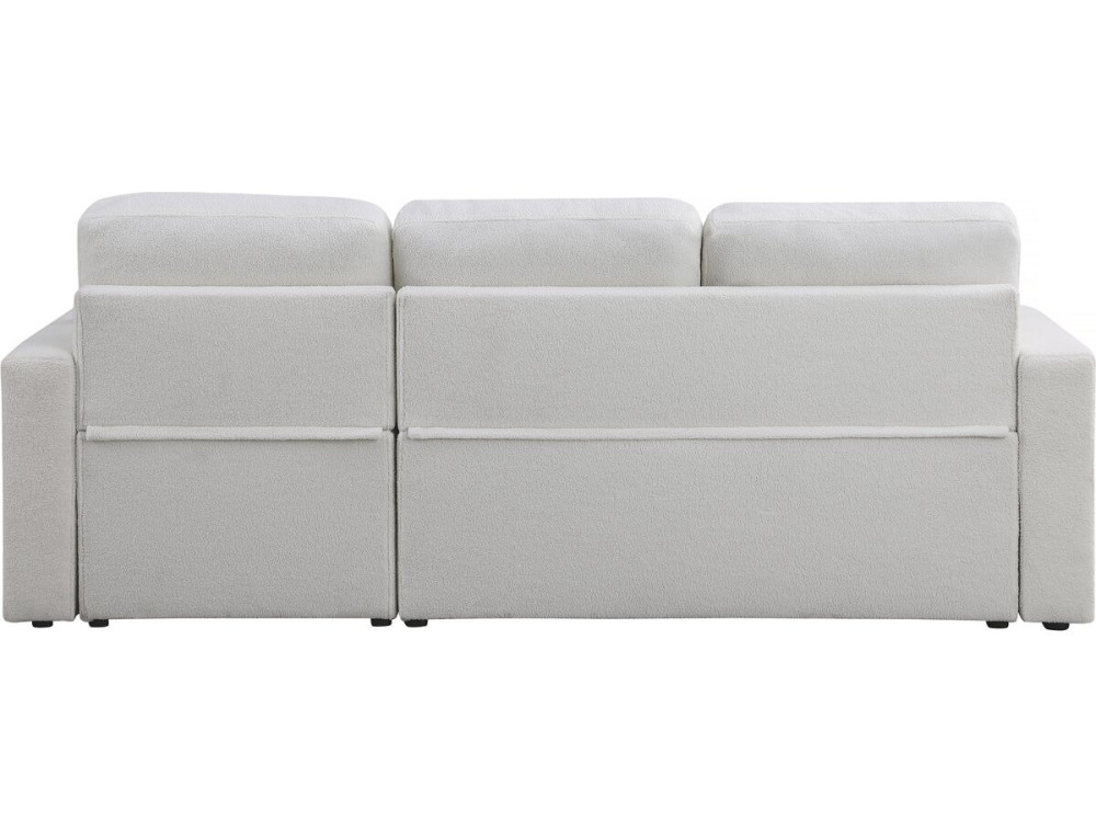Canapé d'angle convertible/reversible avec coffre "Alain" - 3 places - Bouclettes -  Blanc
