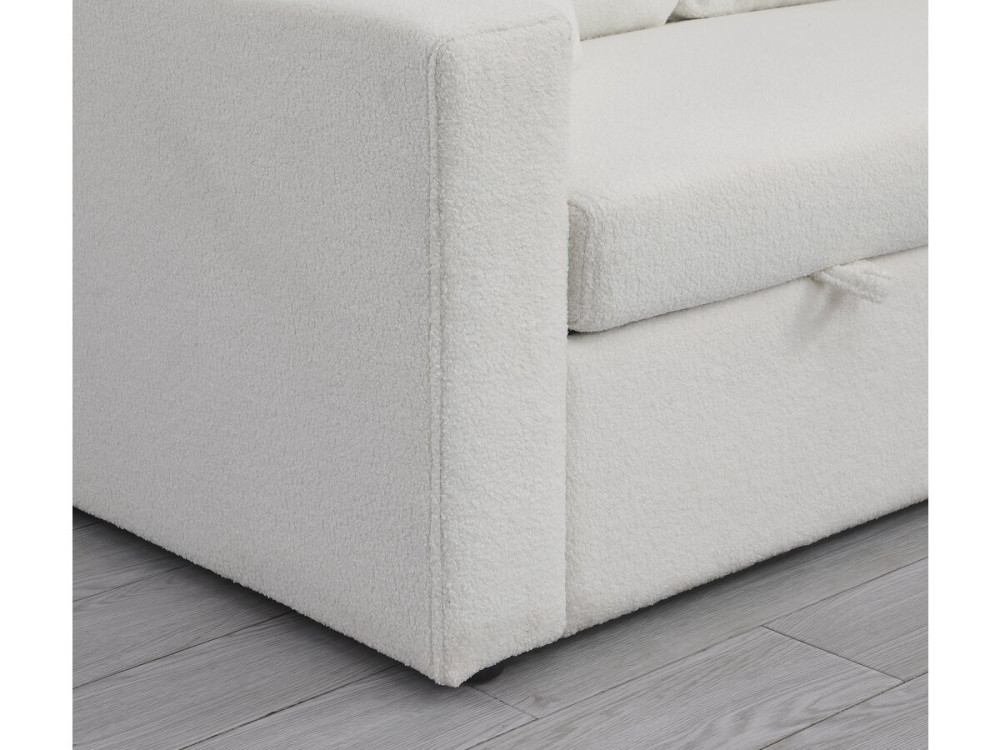 Canapé d'angle convertible/reversible avec coffre "Alain" - 3 places - Bouclettes -  Blanc