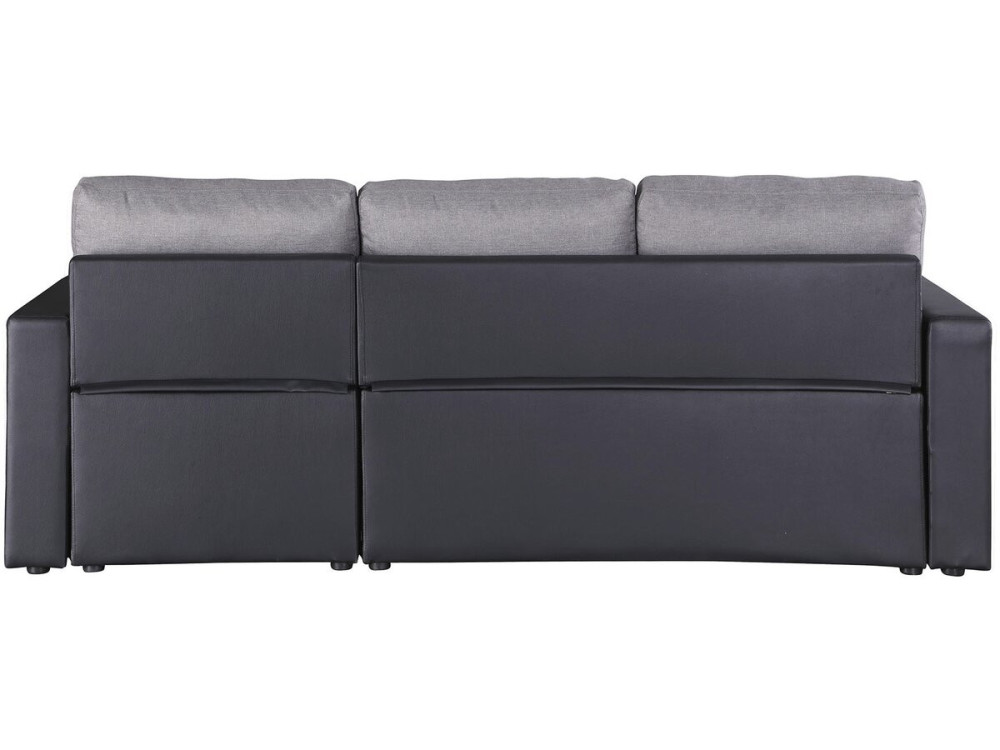 Canapé d'angle convertible/ réversible avec coffre "Alain" - 3 places - Gris / Noir