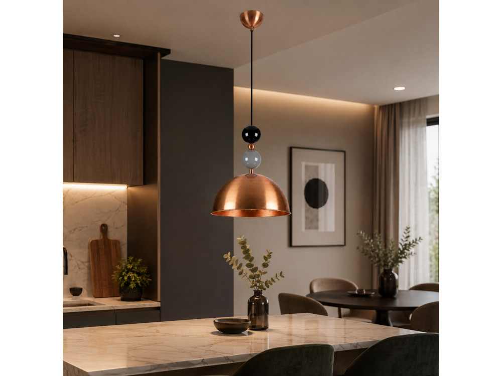 Lampe suspendue en métal "Bubble" - 31 x 31 cm - Cuivre