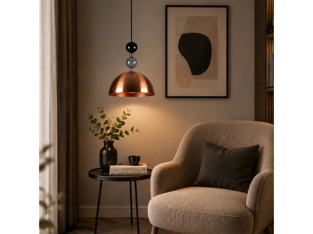Lampe suspendue en métal "Bubble" - 31 x 31 cm - Cuivre