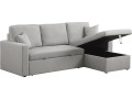 Canapé d'angle convertible/ réversible avec coffre "Alain" - 3 places - Marron - Gris clair