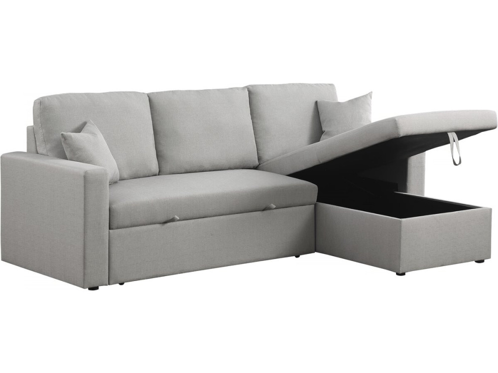 Canapé d'angle convertible/ réversible avec coffre "Alain" - 3 places - Gris clair
