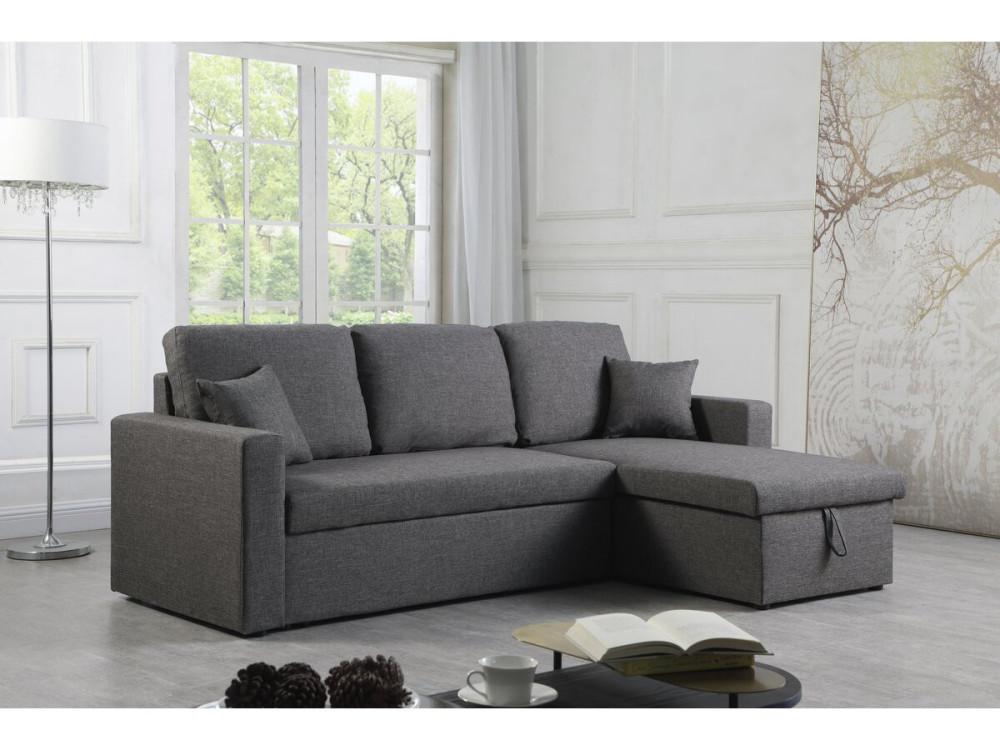 Canapé d'angle convertible/ réversible avec coffre "Alain" - 3 places - Gris