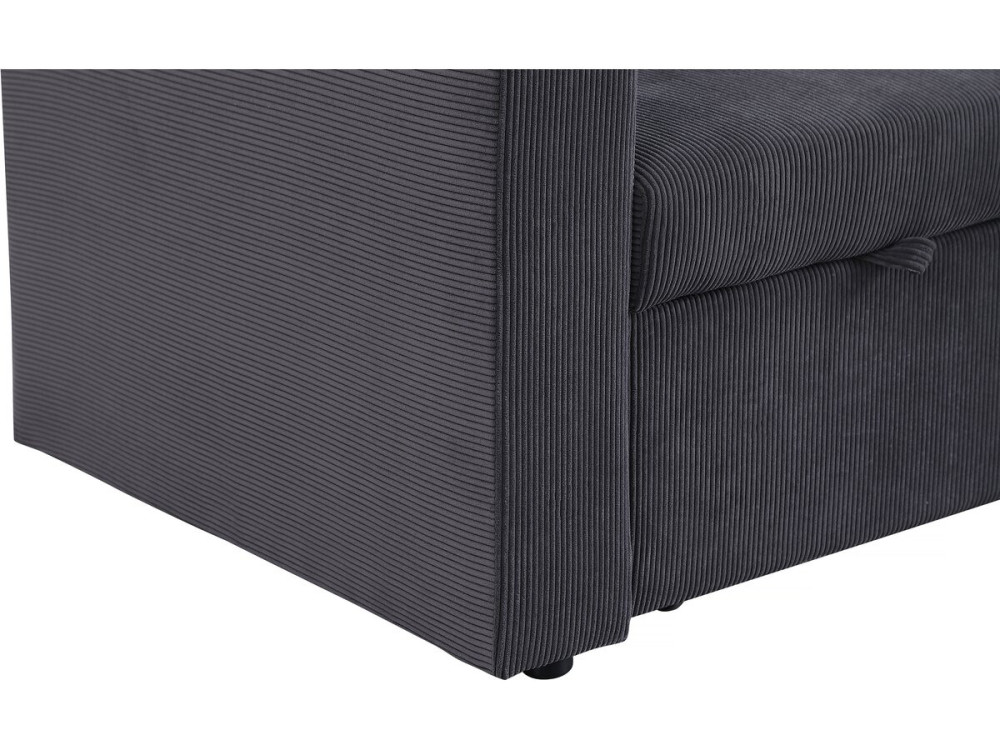 Canapé d'angle convertible en velours côtelé "Alain" - 3 places - Gris