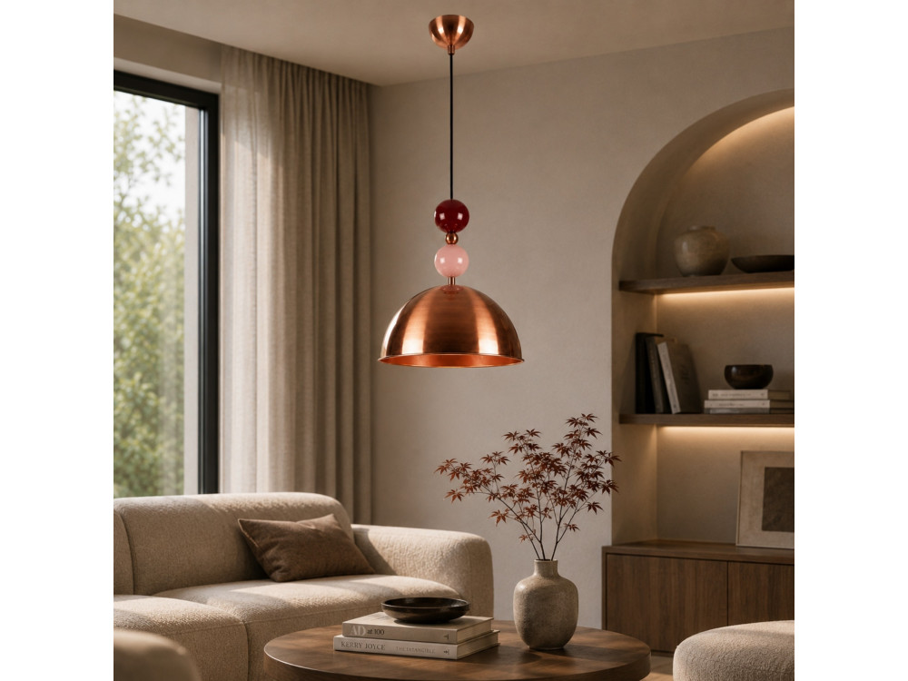 Lampe suspendue en métal "Bubble" - 31 x 31 cm - Cuivre