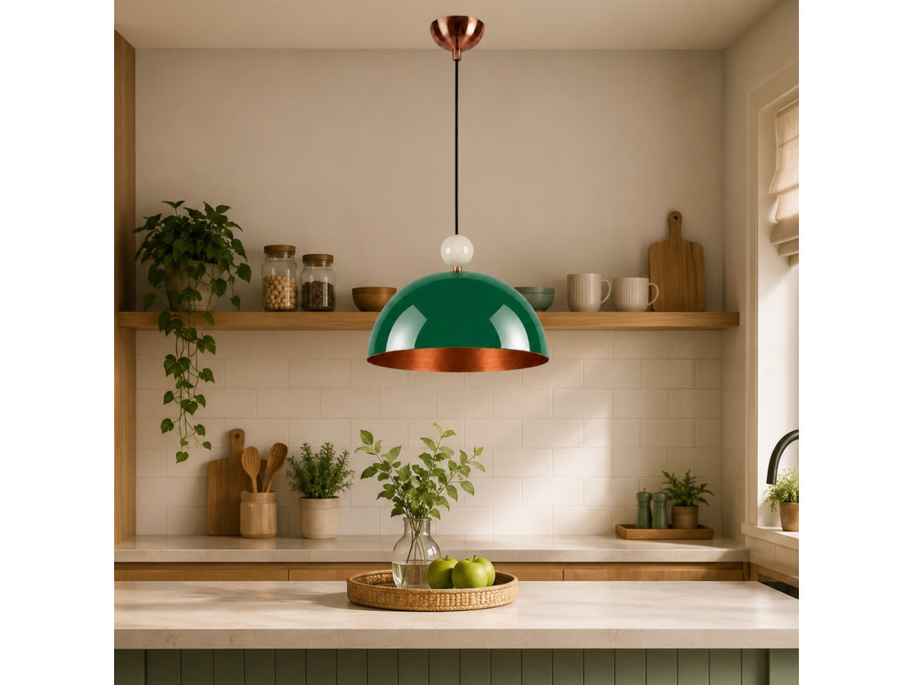 Lampe suspendue en métal "Bubble" - 40 x 40 cm - Vert Foncé