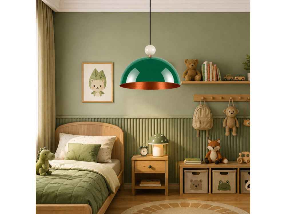 Lampe suspendue en métal "Bubble" - 40 x 40 cm - Vert Foncé
