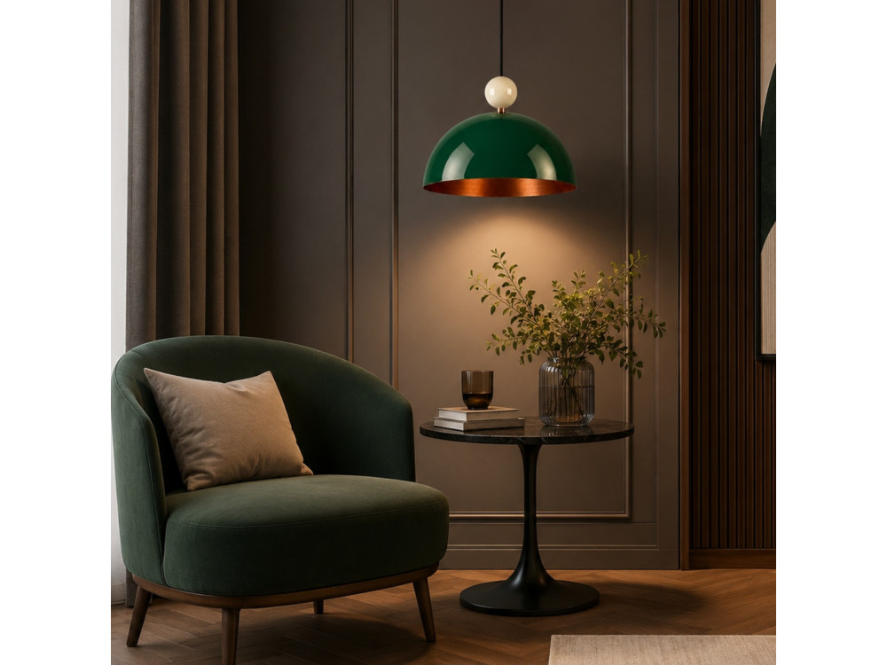Lampe suspendue en métal "Bubble" - 40 x 40 cm - Vert Foncé