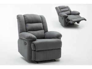 Fauteuil relax "Buckingham" - 85 x 93 x 100 cm - Gris clair