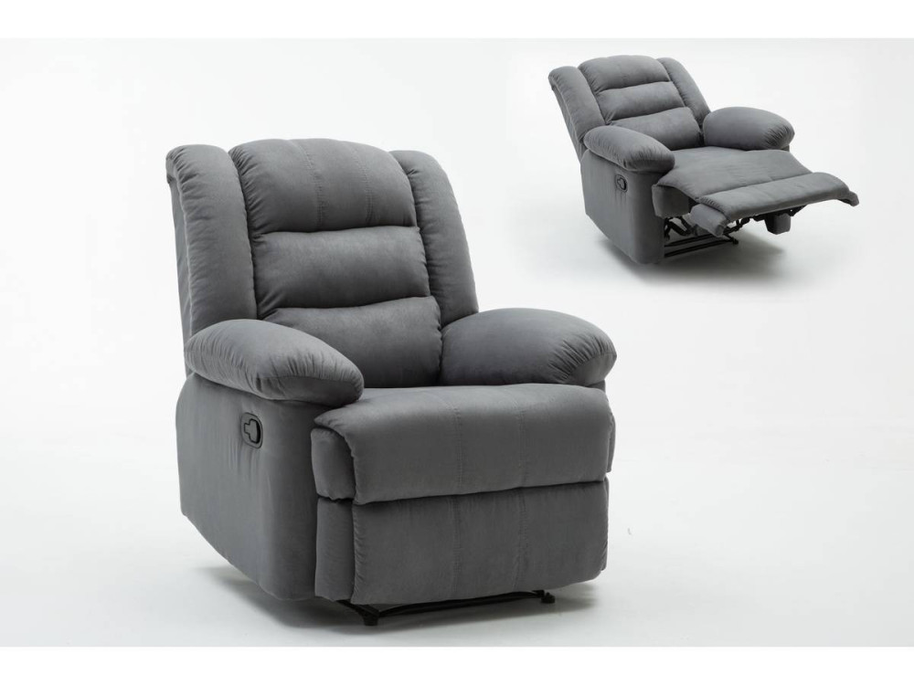 Fauteuil relax "Buckingham" - 85 x 93 x 100 cm - Gris clair