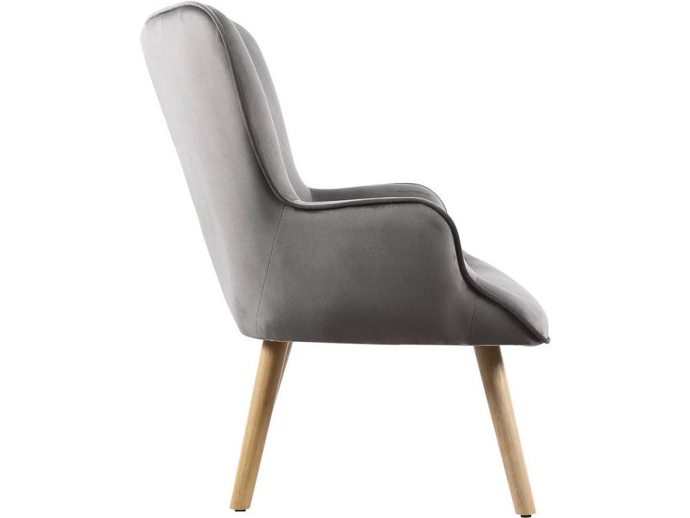 Fauteuil style scandinave velours "Odense" - 73 x 81 x 92.5 cm - 1 place - Gris