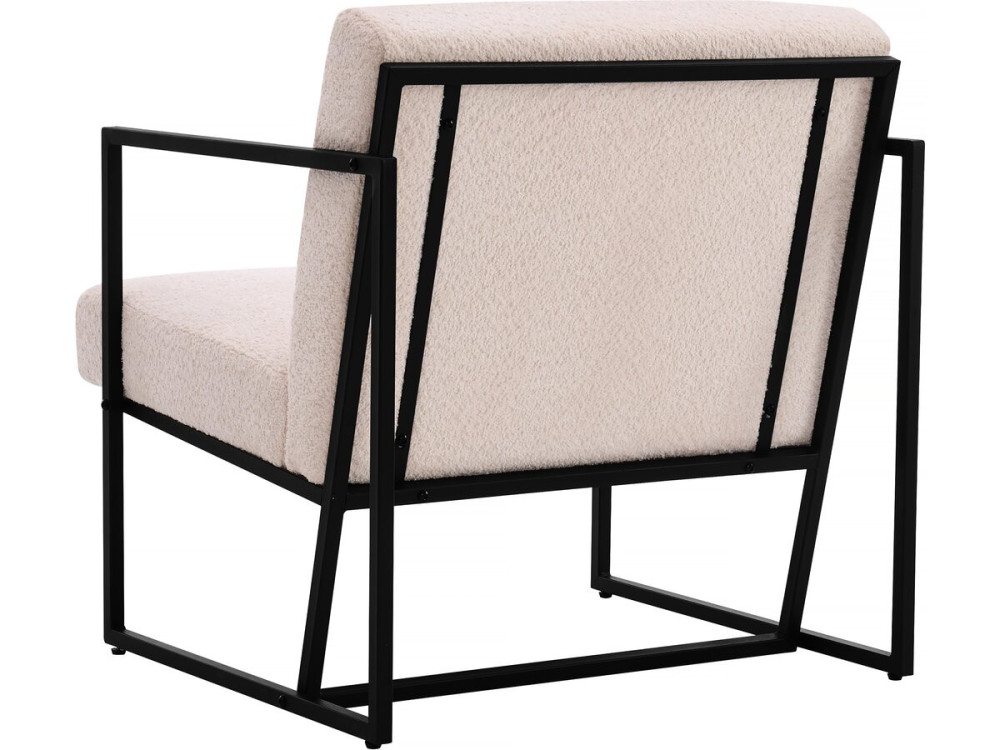 Fauteuil "Kennedy" en velours et métal - 73. 5 x 75.5 x 81 cm - Crème