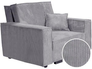 Fauteuil convertible en velours côtelé "Clivia" - Gris