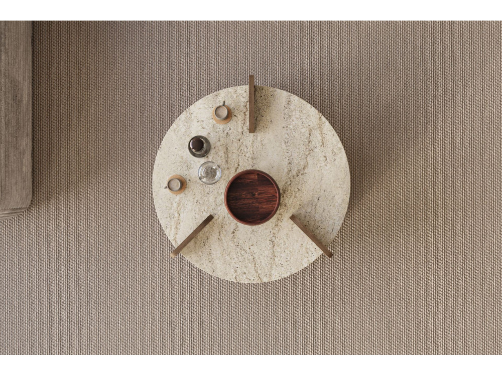 Table basse en bois "Oalla" 70 x 70 x 45 cm - Travertin