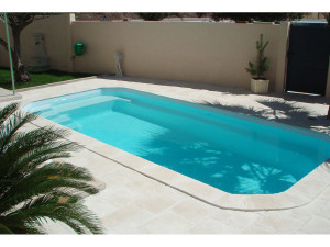 Lot de 41 Margelles de piscine "Domus" droites - 60 x 3 x 33 cm + 4 margelles angle rentrant 38 x 3 x 38 cm - Ton pierre