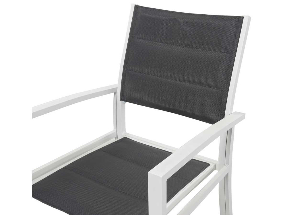 Fauteuil jardin Alu/Textilène "Brazil / Canaries" - Phoenix - blanc / gris foncé