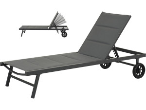 Bain de soleil textilène matelassé et aluminium "Bella" - Phoenix - Gris foncé
