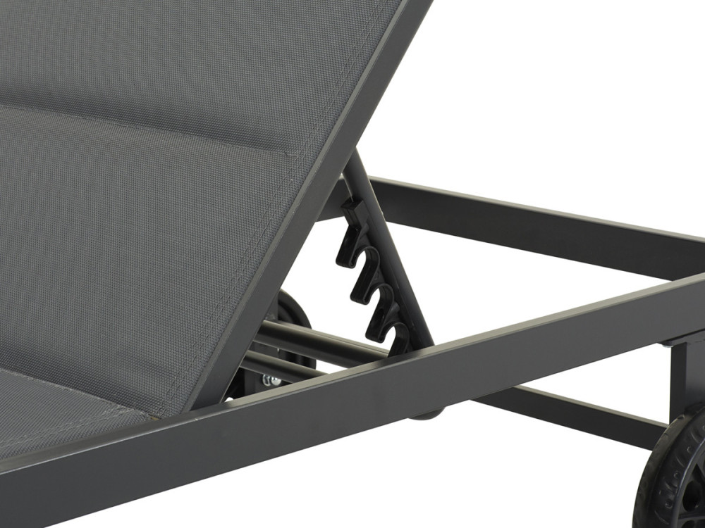 Bain de soleil textilène matelassé et aluminium "Bella" - Phoenix - Gris foncé