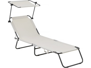 Bain de soleil pliable "Lazy" - Avec pare soleil - Beige