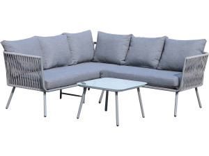 Salon de jardin en corde tressée "Zanzibar" - Gris clair