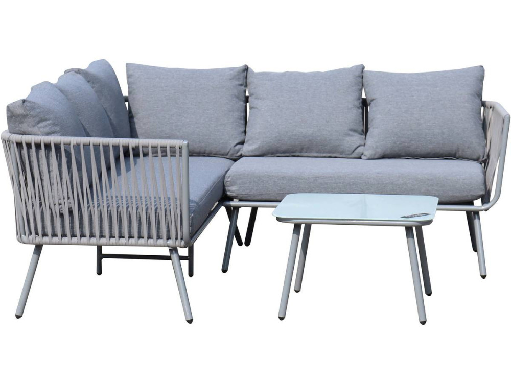 Salon de jardin en corde tressée "Zanzibar" - Gris clair