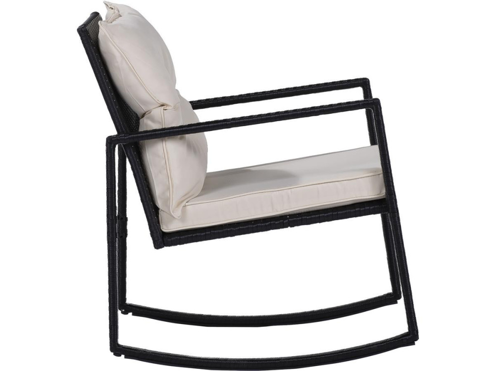 Salon de jardin avec  2 fauteuils à bascule "Sami" - Noir/beige