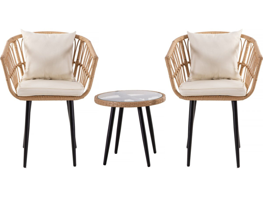 Salon de jardin rotin "Vela" - 2 places - Marron