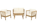 Salon de jardin en bois avec coussins inclus "Milano" - 4 places - Gris - Beige