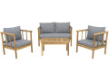 Salon de jardin en bois avec coussins inclus "Milano" - 4 places - Beige - Gris