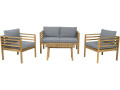 Salon de jardin en bois avec coussins "Beckham" - 4 places - Gris - Gris