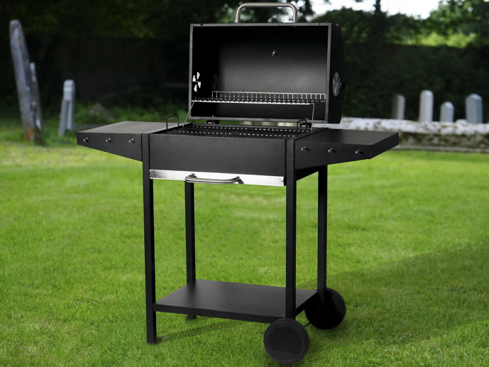 Barbecue charbon de bois "Bizon" - 119 x 50 x 101 cm - Noir