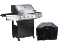 Barbecue gaz "Bingo 5" - 5 Brûleurs dont 1 latéral - 15.2kW + Housse protection - Noir - Noir