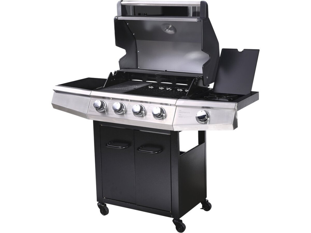 Barbecue gaz "Bingo 5" - 5 Brûleurs dont 1 latéral - 15.2kW + Housse protection - Noir