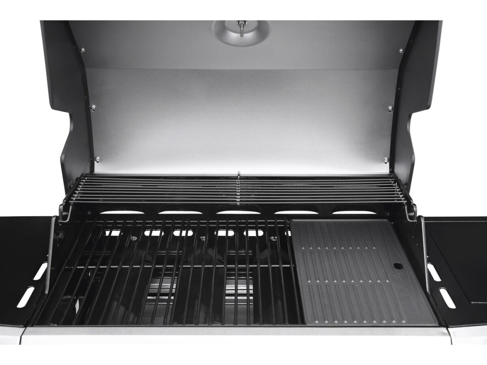Barbecue gaz avec LED "Bingo 5" - 5 Brûleurs dont 1 latéral - 15.2kW + Housse protection - Argenté