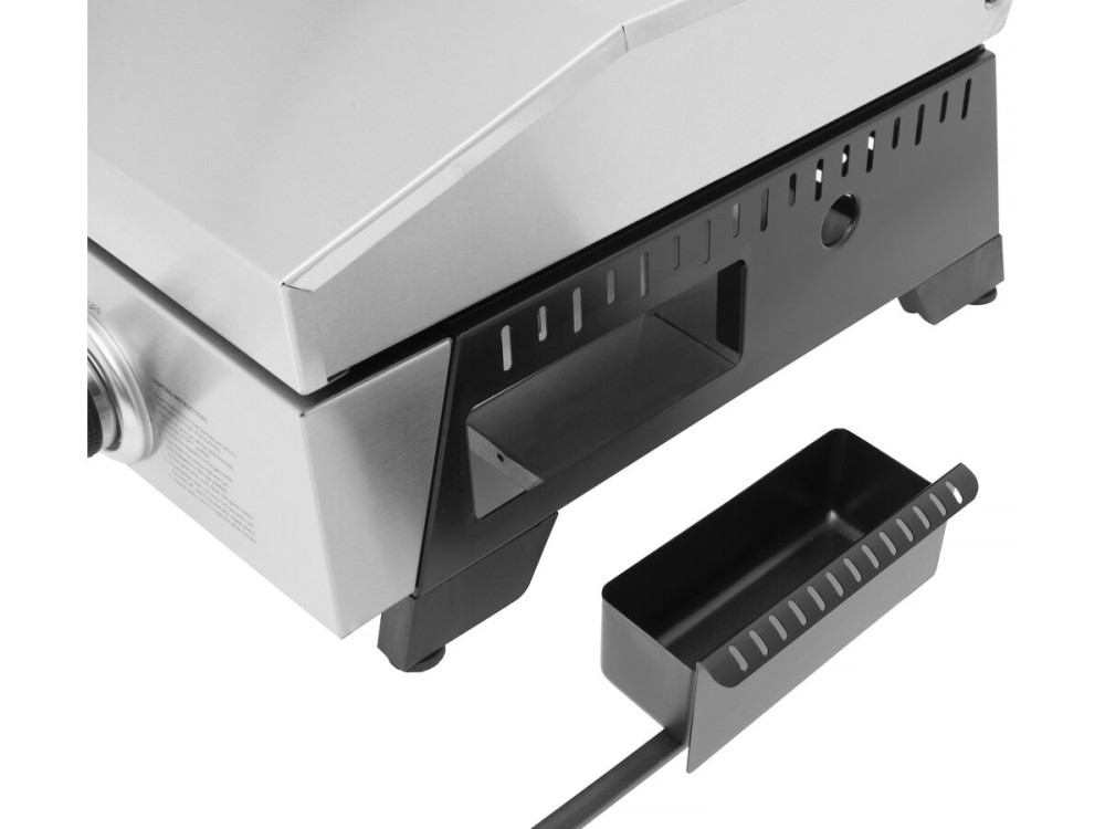 Plancha à gaz en inox avec 4 bruleurs et couvercle "Fasto" - 10 kw - Gris