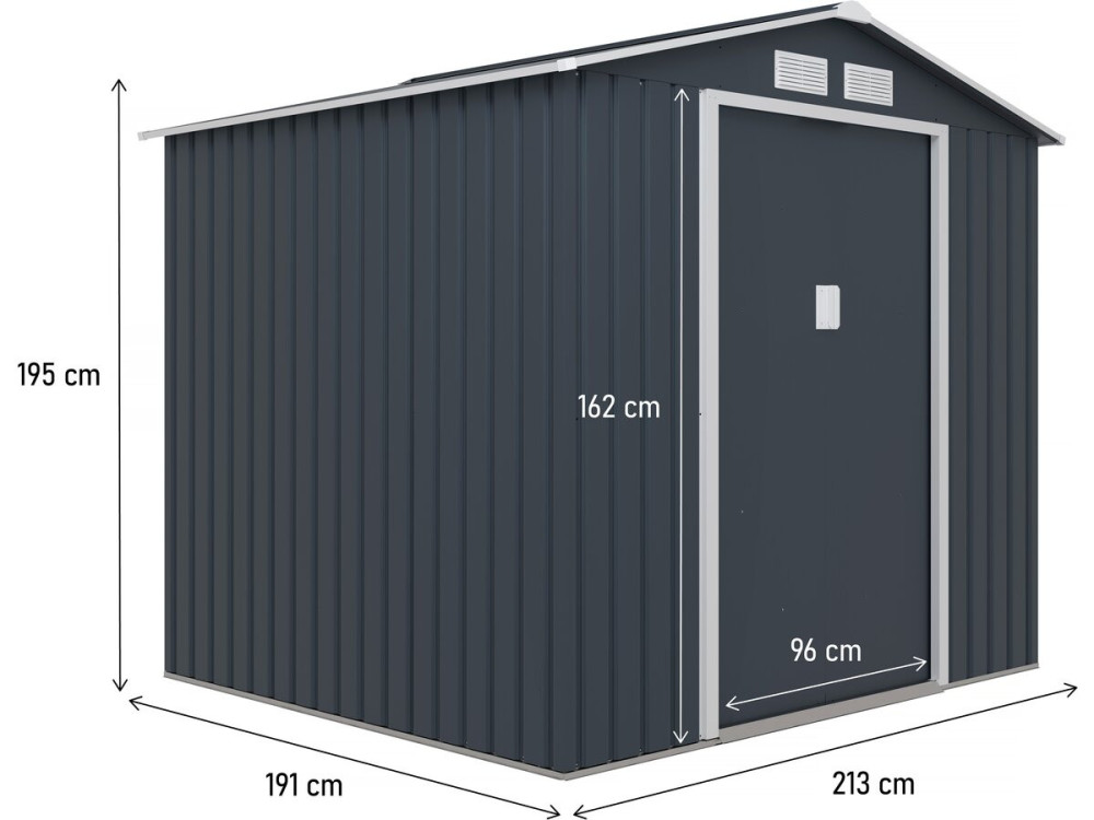 Abri de jardin métal "Vegas" - 4,07 m² - Gris